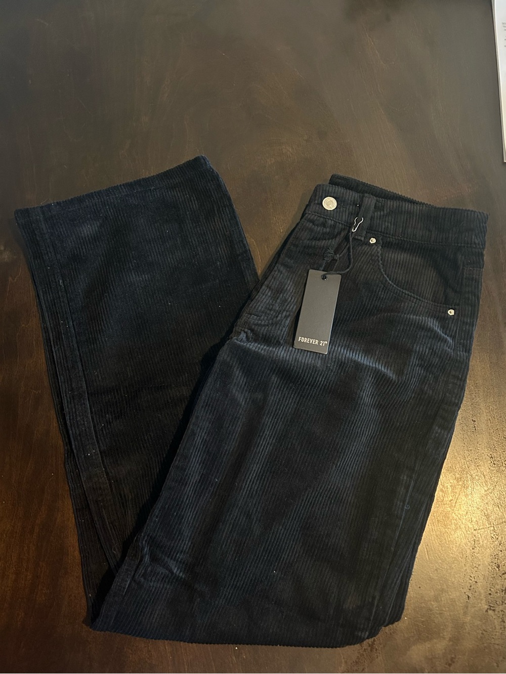 Forever 21 Women's Black Corduroy Straight Leg Pants